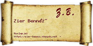 Zier Bennó névjegykártya